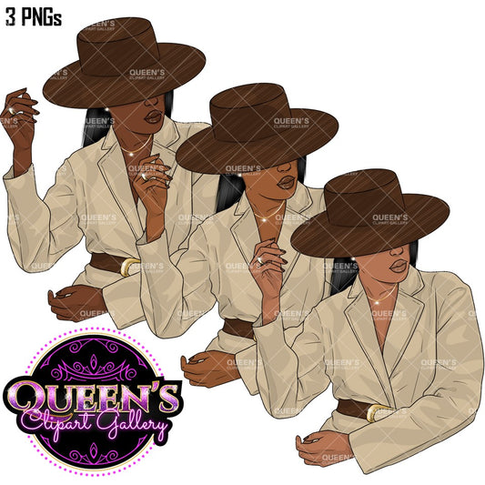 Afro Girl Clipart, Black Woman Clipart, African American Clipart, Black Queen Clipart, Girl Boss Clipart, Black Magic, Woman in Hat, Woman