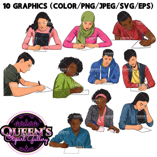 High School Teens Writing Clipart | Teens Writing Clipart | Teenager Clipart