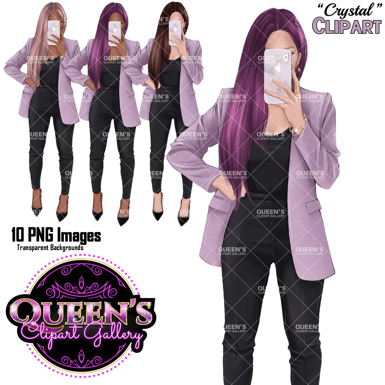 Fashion Woman Selfie Clipart PNG | Phone Illustration | Female Character Clipart | Fashion Illustration PNG
