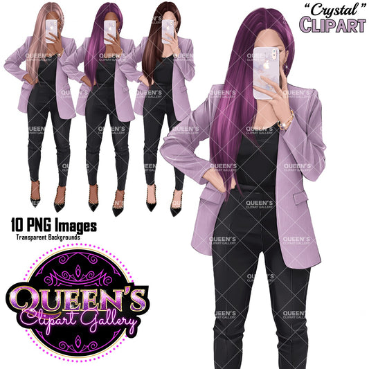Fashion Woman Selfie Clipart PNG | Phone Illustration | Female Character Clipart | Fashion Illustration PNG