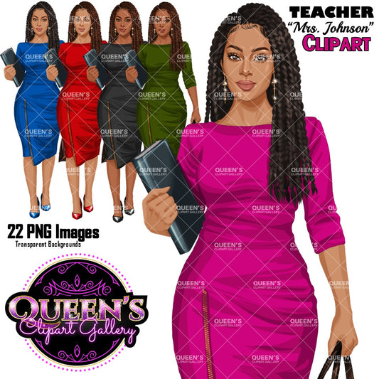 Teacher Clipart PNG | Black Teacher Clipart | Female Teacher PNG | Professional Woman Clipart | Black Girl Magic Clipart