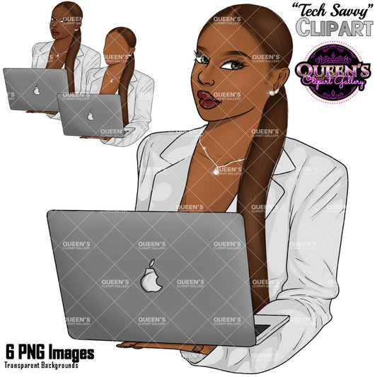 Black Woman Clipart PNG | Business Woman Clipart | Working Woman PNG | Laptop Girl Clipart | Office Woman Illustration | Black Girl Magic