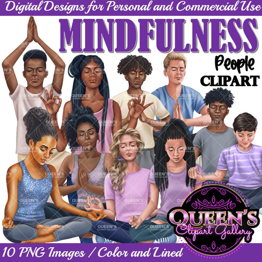 Relaxed High School Teenagers | Calm Teenagers Clipart | Mindfulness Teens Clipart | Yoga Clipart | Mental Health Clipart | Fitness Clipart