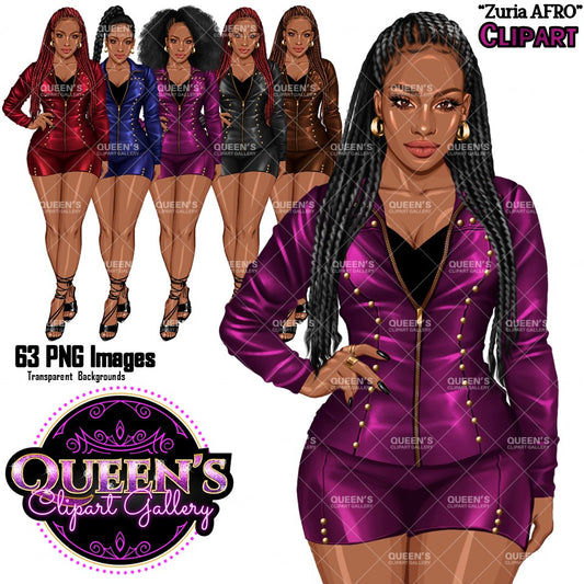 Afro woman in leather clothes, Girl boss, Lady boss, African American woman, Fashion girl clipart, Fashion illustration clipart, Curvy girl