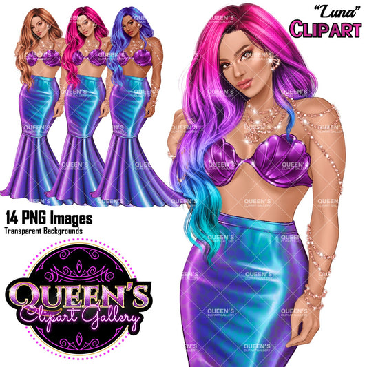 Mermaid Clipart PNG | Mermaid Illustration | Mermaid Woman Clipart | Mermaid Art | Ocean Clipart