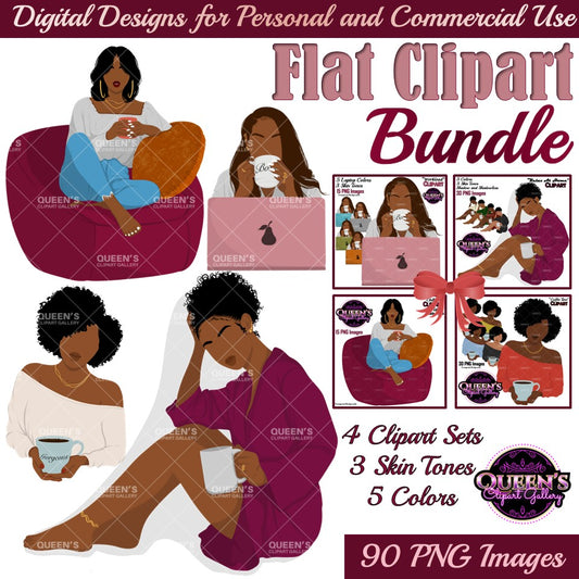 Black Woman Flat Clipart Bundle | Flat Illustration | Flat Design | Black Woman Clipart | Black Girl Magic