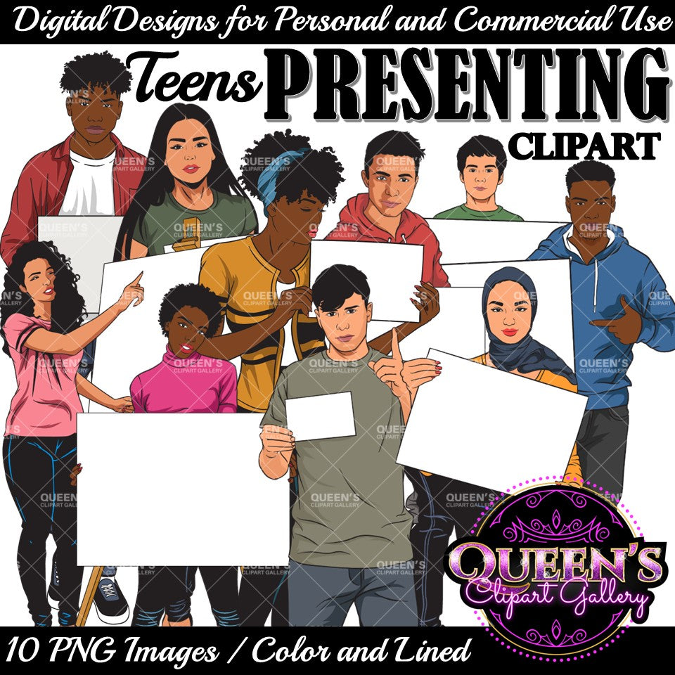 Teenagers Presenting | High School Students Clipart | Speeches | Teen Clipart | Teenagers Clipart