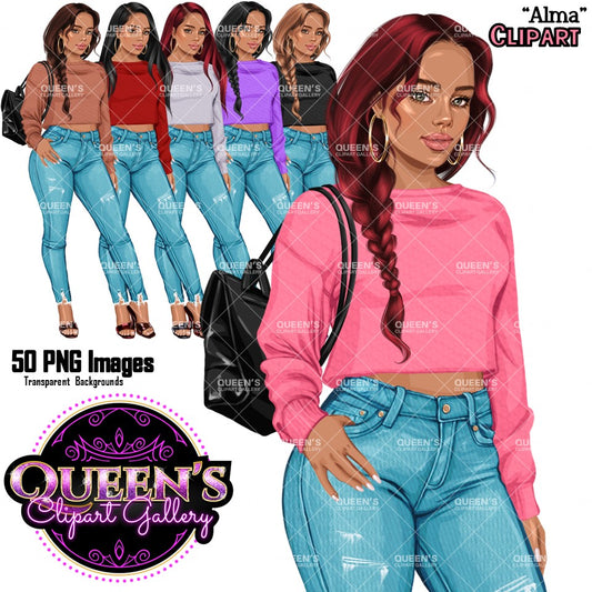 Denim jeans girl, Jeans girl clipart, Teenager clipart, Fashion girl clipart, Fashion illustration, Teen girl clipart, Denim Girl Clipart