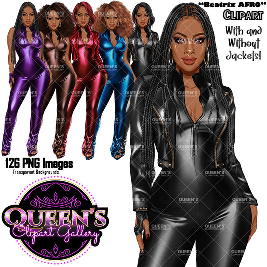 African American woman in leather bodysuit | Girl boss | Lady boss | Afro woman clipart png | Fashion girl clipart | Fashion illustration clipart | Curvy girl clipart