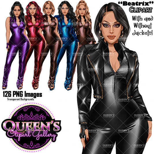 Woman in leather bodysuit | Girl boss | Lady boss | Woman clipart png | Fashion girl clipart | Fashion illustration clipart | Curvy girl clipart