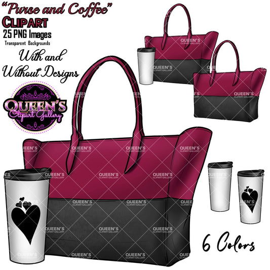 Purse and Coffee Clipart | Fashion Clipart | Designer Bag | Fashion Bag Clipart | Purse Clipart | Fashion illustration | Fashion Design
