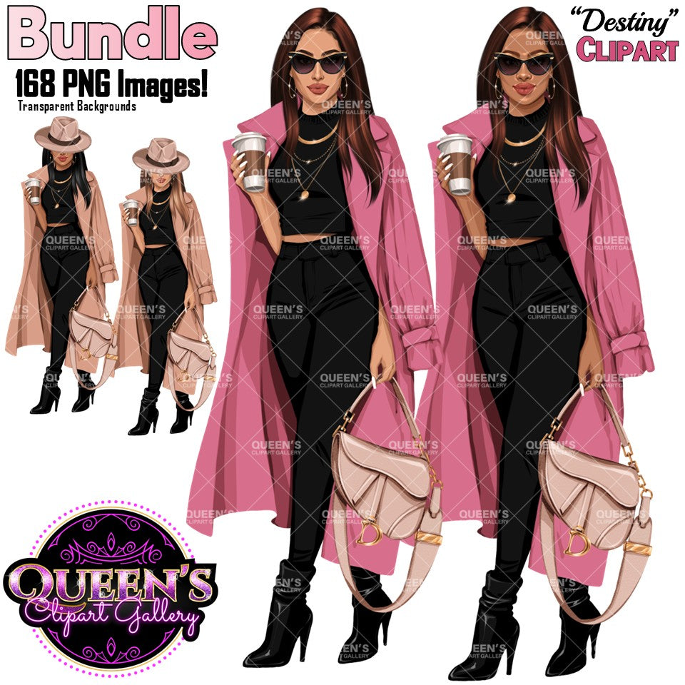 Woman Clipart | Fashion Woman Clipart | Fashion Woman Clipart | Coffee Woman PNG | Trench Coat Girl Clipart | Coffee Illustration