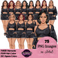 Black pajama woman clipart featuring fashionable women wearing fuzzy crop tops, drawstring sleep shorts and cozy cardigans in multiple hairstyles and hair colors, PNG clipart with transparent backgrounds.