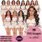 White fuzzy pajamas clipart featuring fashionable women in cozy sleepwear sets with crop tops, fuzzy shorts and matching cardigans in multiple hairstyles and hair colors, PNG clipart with transparent backgrounds.