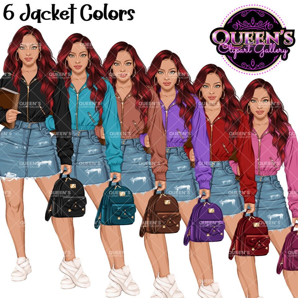 High School Teen Girl Clipart PNG | Diverse Teen Girls Clipart | Fashion Teen Girls | School Girl Graphics | Teenager PNG