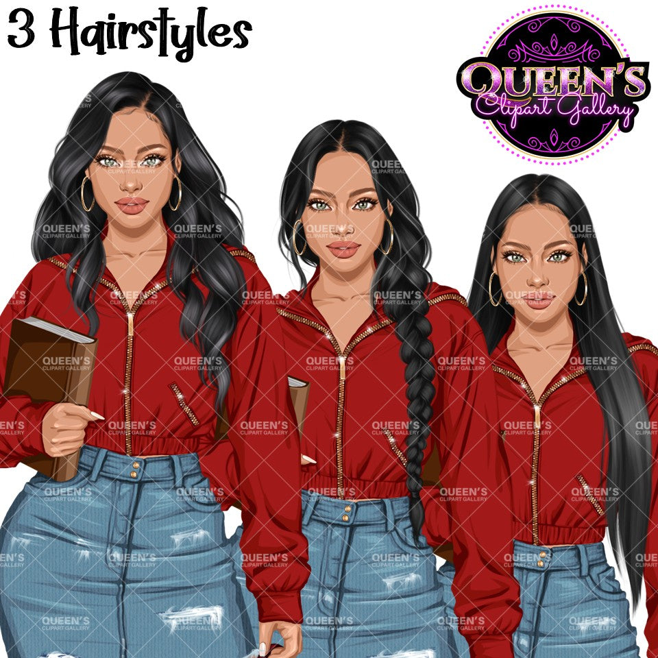 High School Teen Girl Clipart PNG | Diverse Teen Girls Clipart | Fashion Teen Girls | School Girl Graphics | Teenager PNG