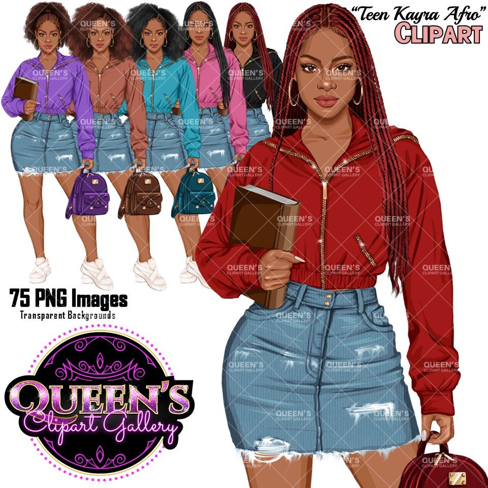 High School Teen Girl Clipart PNG | Diverse Teen Girls Clipart | Fashion Teen Girls | School Girl Graphics | Teenager PNG