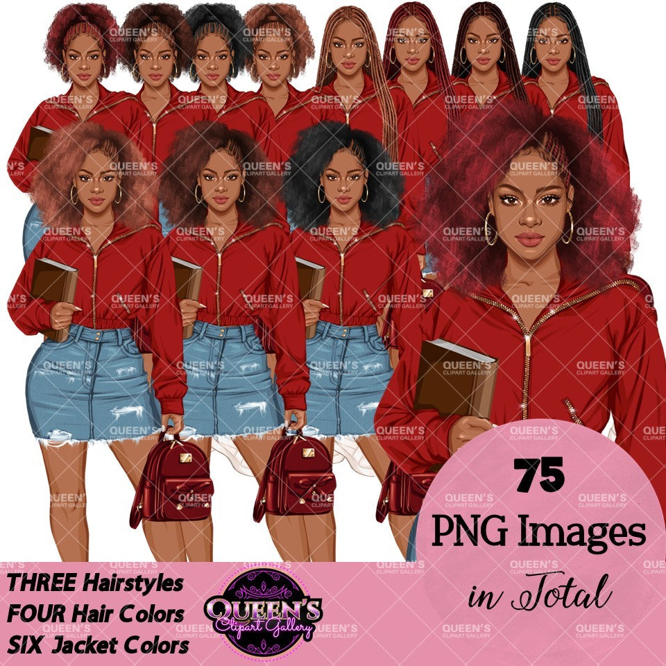 High School Teen Girl Clipart PNG | Diverse Teen Girls Clipart | Fashion Teen Girls | School Girl Graphics | Teenager PNG