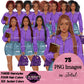High School Teen Girl Clipart PNG | Diverse Teen Girls Clipart | Fashion Teen Girls | School Girl Graphics | Teenager PNG