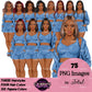 Black girl pajama clipart featuring Black women with braided, Afro and bob hairstyles wearing blue cozy sleepwear shorts and tops, PNG clipart with transparent backgrounds.