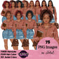 High School Teen Girl Clipart PNG | Diverse Teen Girls Clipart | Fashion Teen Girls | School Girl Graphics | Teenager PNG
