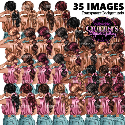 Back View Clipart | Back Turned | Fashion Girl Clipart | Fashion Illustration | Fashion Clipart | Planner Cover | Girl Clipart | Planner Girl