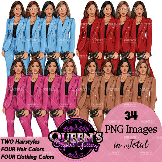 Boss girl, Fashion girl clipart, Fashion illustration clipart, Boss lady clipart, White woman clipart, Business woman, Curvy woman png