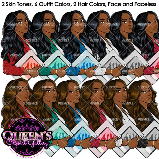 Afro Girl Clipart, Afro Woman Clipart, Stickers, Planner Girl, Business Woman Clipart, Black Girl Magic, Girl Boss, Afro Clipart, Fashion