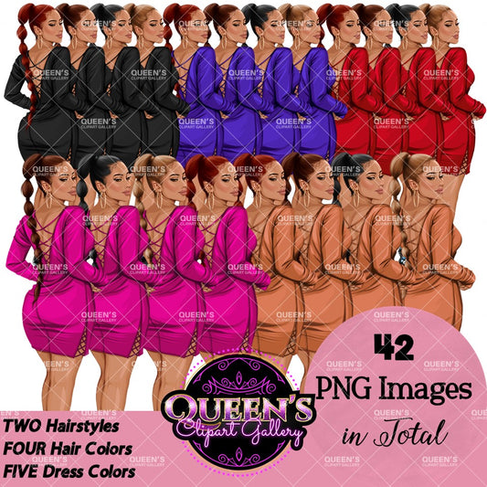 Back view, Red dress, Elegant woman, Fashion girl clipart, Fashion illustration clipart, Woman clipart png, Woman in dress, Curvy woman png