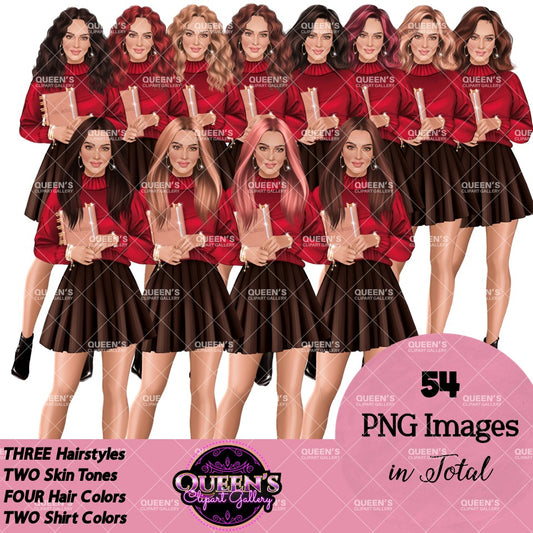 Woman Planner Clipart PNG | Fashion Woman Clipart | Female Student Clipart | Female Character PNG | Journal Clipart