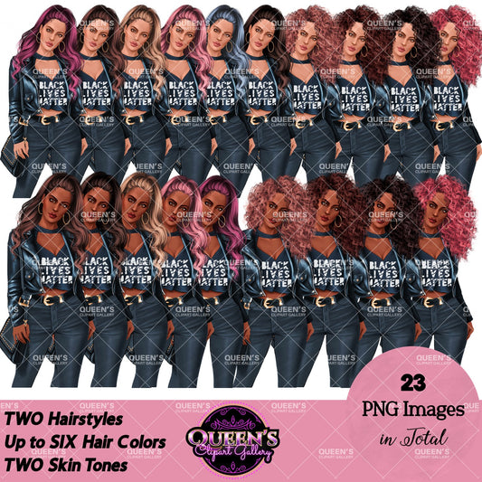 Black Lives Matter Illustration | BLM Woman Clipart | Activist Fashion Clipart | Black Lives Matter PNG