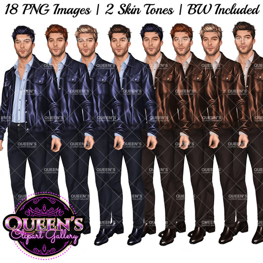 Male Clipart | Fashion Man PNG | Handsome Man Illustration | Male Clipart | Man in Leather Jacket Illustration