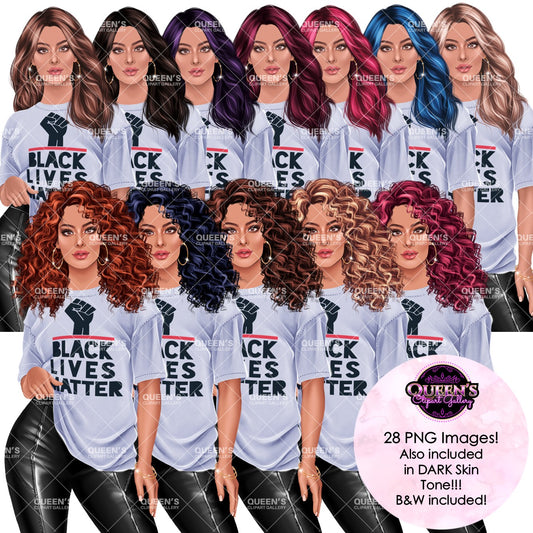Black Lives Matter Clipart PNG Bundle | Black Lives Matter Woman Clipart | Diversity Clipart | Social Justice PNG | Black Girl Magic Clipart