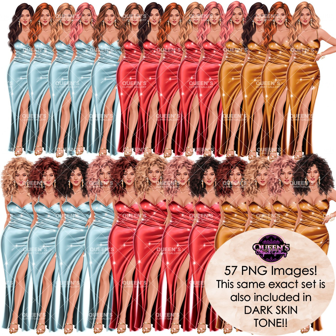 Glamorous Girl Clipart PNG | Fashion Woman Clipart | Woman in Dress Clipart | Formal Dress PNG | Fashion Girl Illustration