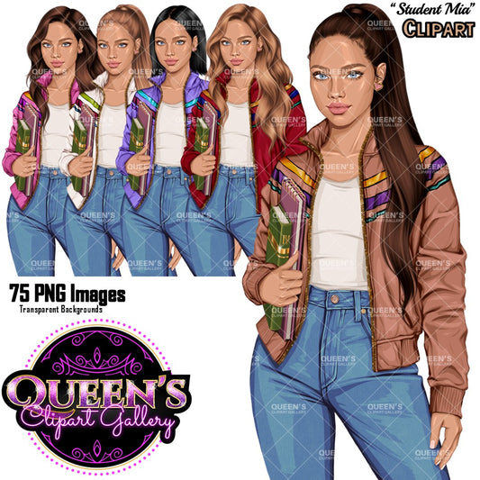 Student Clipart PNG | Teen Girl Clipart | School Girl Clipart | Student PNG | Educational Clipart
