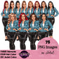 Digital clipart  featuring a stylized woman in a light blue button-up jacket and black pants.  Fashion woman clipart PNG featuring a stylish woman wearing a casual jacket with 3 hairstyles, 4 hair colors, 6 jacket color variations, and transparent background.