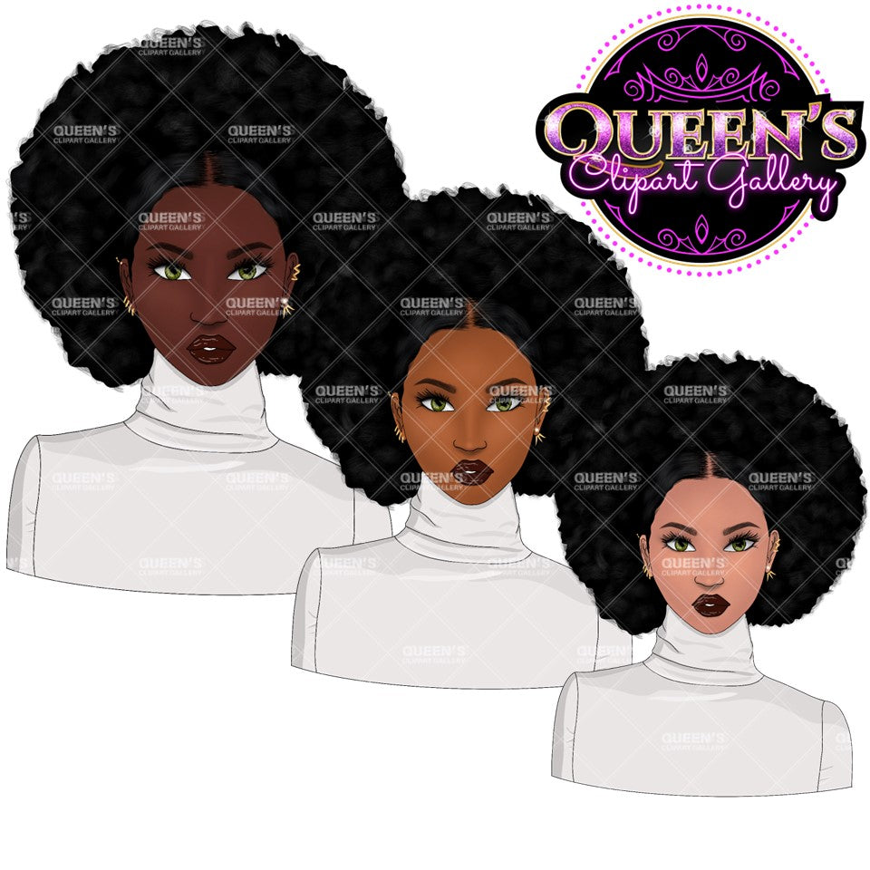 Afro Girl Clipart, Black Woman Clipart, Black Magic Clipart, Afro Face Clipart, Queen Boss, Lady, Black Woman, African American Woman