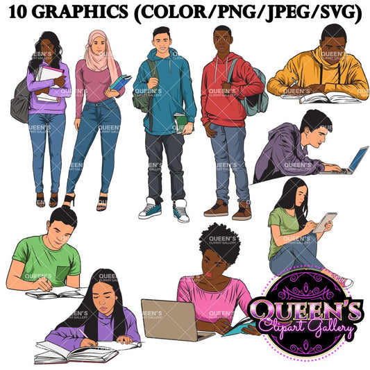Back to school, Teenagers, School, Students, Male Teen Clipart, Female Teen Clipart, Teenager Girl Clipart, Teenager Boy Clipart, Student Boy Clipart