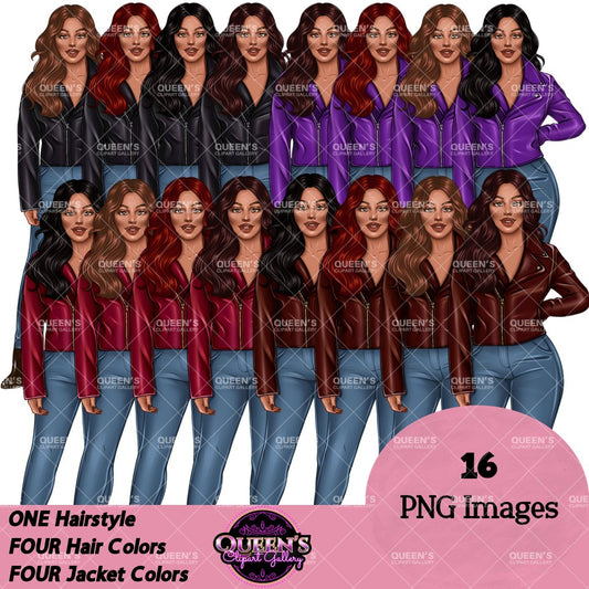 Fashion Woman Clipart PNG | Leather Jacket Woman Clipart | Denim Jeans Girl Clipart | Fashion Girl PNG | Woman Clipart