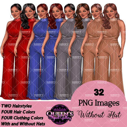 Fashion Woman Clipart PNG | Elegant Jumpsuit Clipart | Woman Illustration | Fashion Illustration PNG