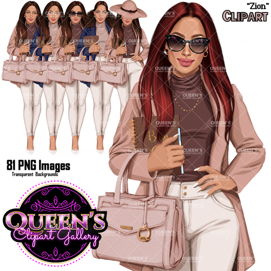 Planner girl clipart, Afro girl clipart, Lady boss clipart, Girl boss clipart, Fashion girl, African American woman, Business woman clipart