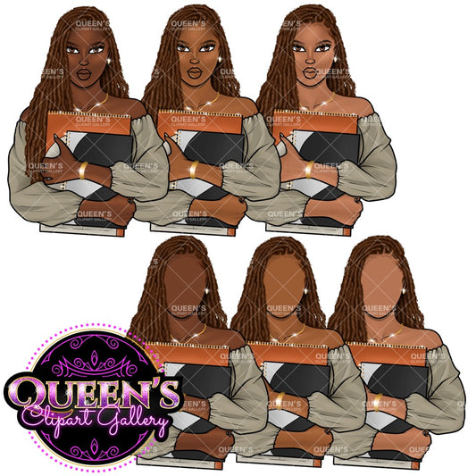 Planner girl clipart, African American girl, Afro girl, Black girl magic, Fashion girl clipart, Planner png Booklover clipart, Clipart books