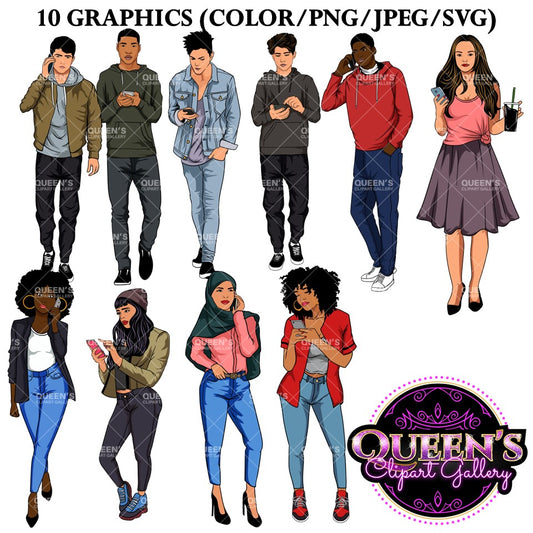 Teenagers, Teens texting, Teens on phones, Teenagers talking on phones, Cell Phones, Smartphone, Phone Clipart, Teenagers on Phones