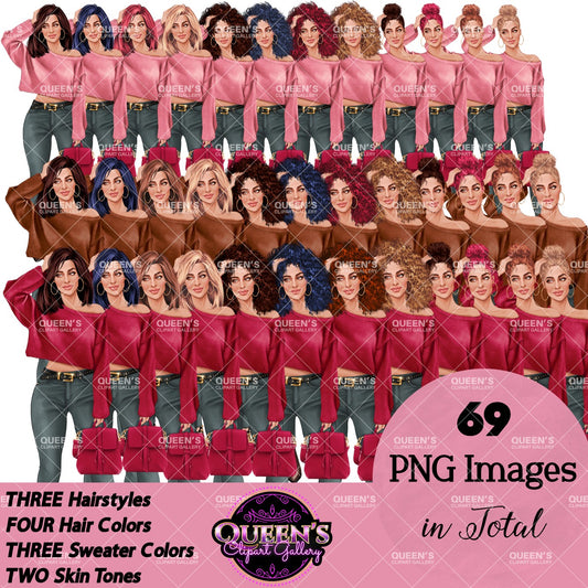 Fashion Woman Clipart | Denim Jeans Clipart | Female Character PNG | Fashion Girl Illustration | Denim Jeans Illustration