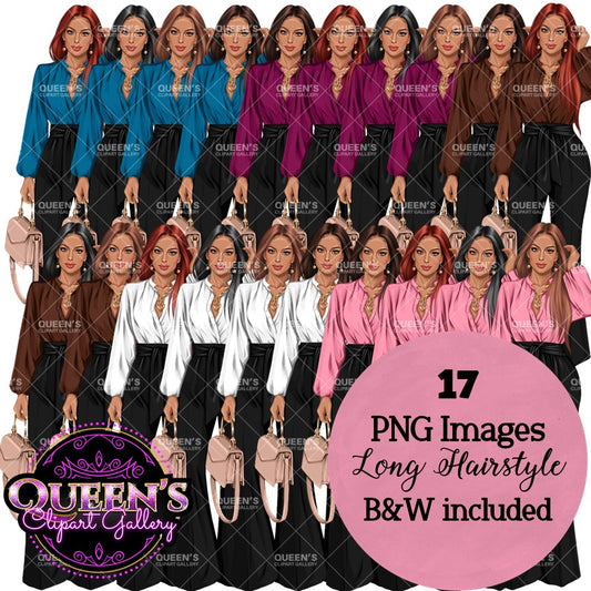 Boss Lady Clipart Bundle PNG | Professional Women Fashion Clipart | Business Woman Graphics for Branding, TPT, Social Media