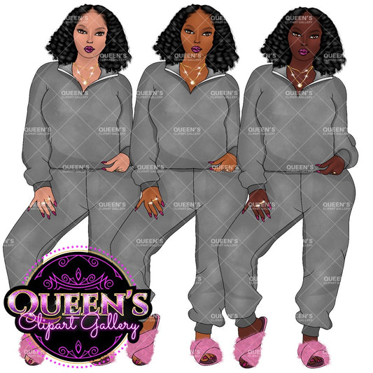 Afro girl clipart | Pajamas clipart | Black woman clipart | Black girl magic | Fashion girl clipart | Girl boss clipart | Black girl png