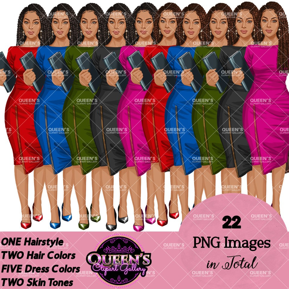 Teacher Clipart PNG | Black Teacher Clipart | Female Teacher PNG | Professional Woman Clipart | Black Girl Magic Clipart