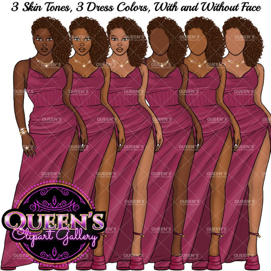 Black girl PNG, Afro girl clipart, Elegant dress, Black woman clipart, Black girl magic, Fashion girl clipart, Girl boss clipart, Curvy girl