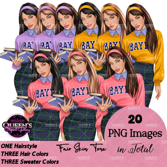 School girl clipart, Fashion girl clipart, Fashion illustration clipart, High school student clipart, Teenager clipart, Woman clipart, Curvy girl png, Girl boss, Planner girl