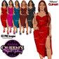 Fashion woman clipart collection wearing elegant heart print midi dresses with side slits, heels and hoop earrings in multiple dress colors and hairstyles, PNG images with transparent backgrounds